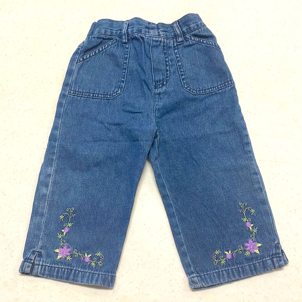 Little Lindsey Floral Embroidered Pants/Capris